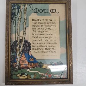 Vintage Mother Poem‎ Framed Wall Art John Jarvis Holden Antique Gold Frame